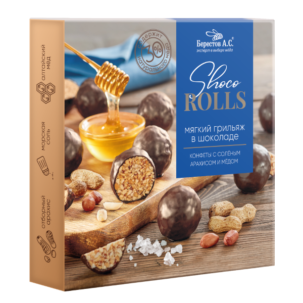 №2 Берестов Shoco Rolls конфеты с арахисом, солью и медом, 135г   в Йошкар-Оле